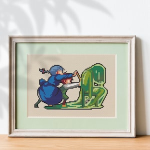 Howl's Meltdown Cross Stitch Studio Ghibli Moving Castle Pattern Embroidery Stitching Guide