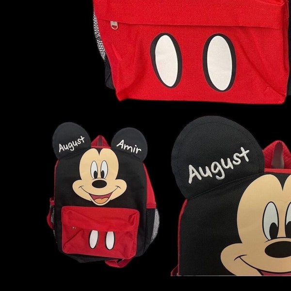 Embroidered Name Mickey Mouse on Backpacks, School Backpack, Back To School, Personalized Mickey Mouse Backpack