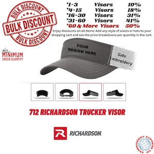 Custom Embroidered Richardson 712 Trucker Visor: Personalized Text/Logo