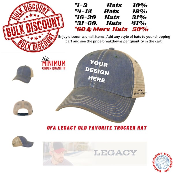 OFA Legacy Old Favorite Trucker Customized Embroidered Hats, Embroidered Hats With Your Logo, Design or Text