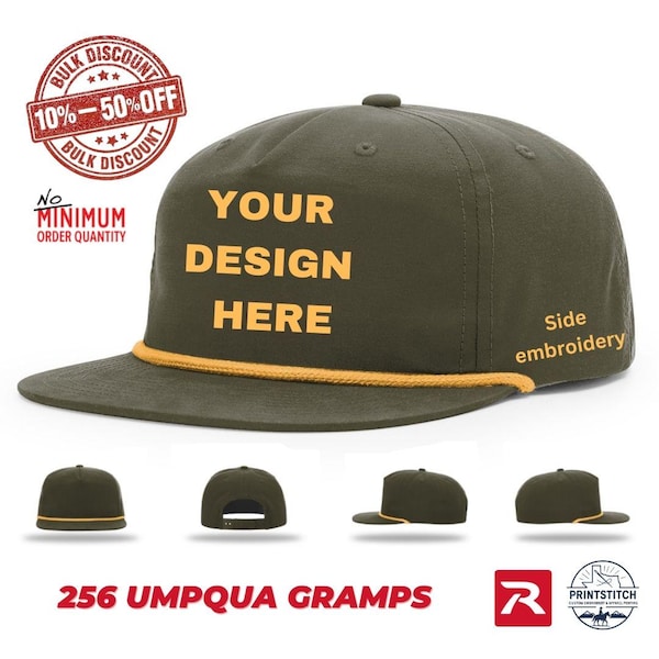 Custom Embroidery Umpqua Snapback Rope Hats: Richardson 256 Five-Panel