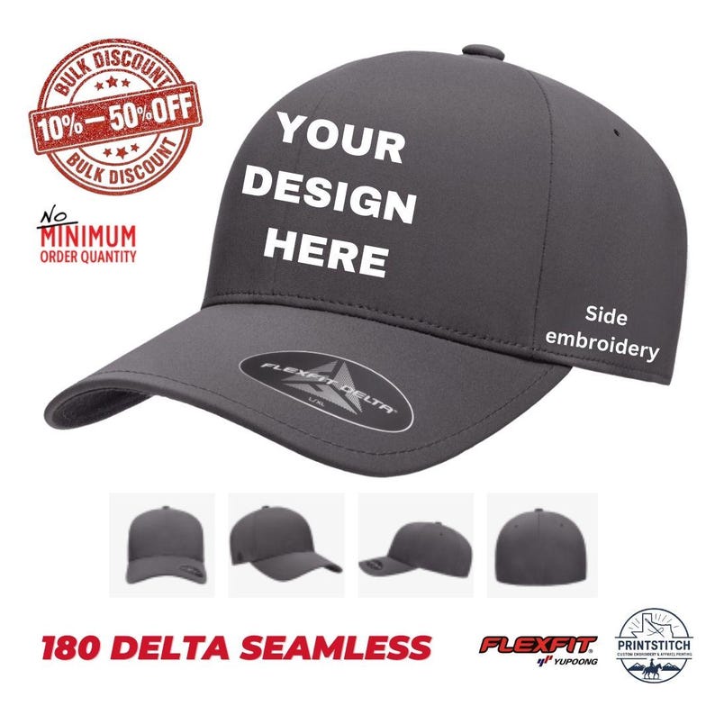 Custom Embroidery Flexfit Delta Hat: Personalized Logo or Text image 1