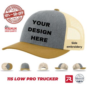 Custom Embroidery Richardson 115 Trucker Hat: Low Profile Snapback