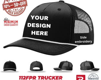 Custom Embroidered Richardson 112FPR Trucker Hat with Rope
