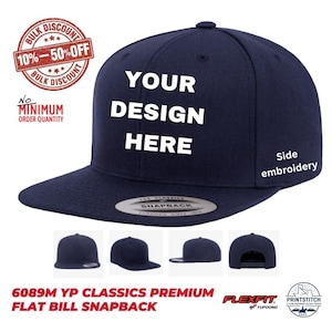 Custom Embroidery Flat Bill Snapback, Personalized Hat