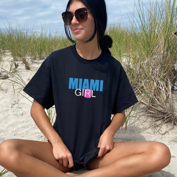 Miami Shirt, Miami Girl, Miami Frontprint, Sommer Shirt, Damen Shirt, Girl Shirt, Weißes Shirt, Schwarzes Shirt, Beige Shirt, Graues Shirt