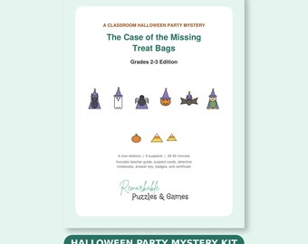 Halloween Classroom Party Game Grades 2-3, Printable Mystery Detective Kit, Fall Whodunit Activity with Ciphers, Instant Download