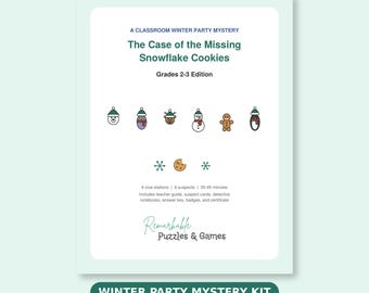 Winter Classroom Party Game Grades 2-3, Printable Holiday Mystery Detective Kit, Christmas Party Alternative, Instant Download