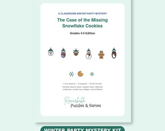 Winter Party Mystery Game Grades 4-5, Printable Classroom Whodunit Kit, Holiday Escape Room Style Activity, Instant Download