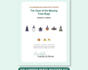 Halloween Party Game for Kindergarten, Printable Classroom Mystery Kit Grades K-1, Fall Whodunit Detective Activity, Instant Download