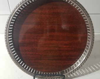 Vintage Formica Laminate and F.B Rogers Silver Company Round Serving Tray