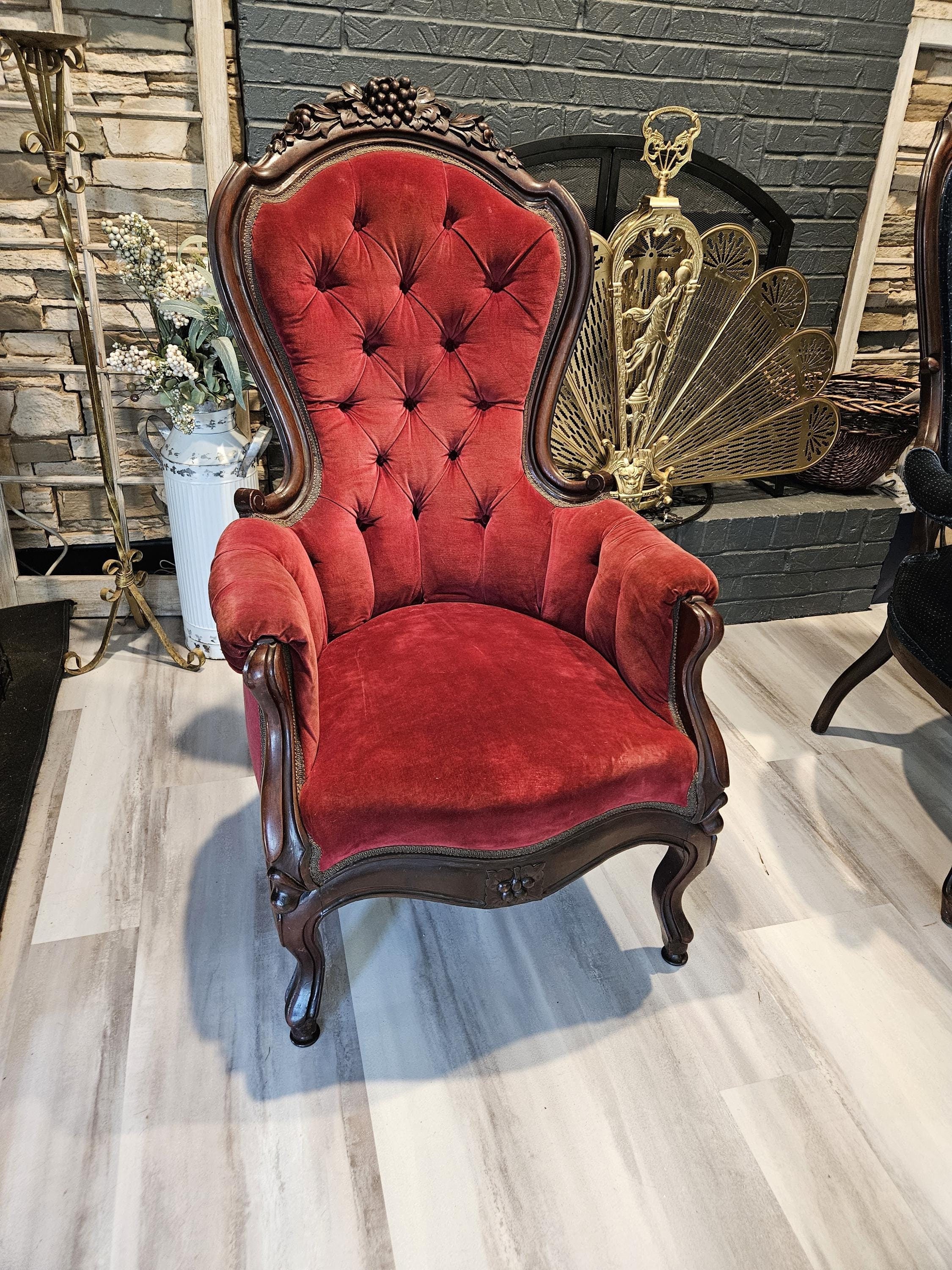 Early 1900 s Solid Mahogany Victorian High Back Chair. Etsy