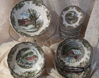 Friendly Village by Johnson Brothers Assorted Bowls (The Stone Wall, The Old Mill, The Covered Bridge, Autumn Mist) *PRICE is PER ITEM*