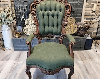 Early 1900's Solid Mahogany Victorian High Back Chair.