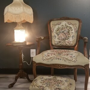 Vintage French Louis XV-Style Fauteuil Armchair with Matching Footstool