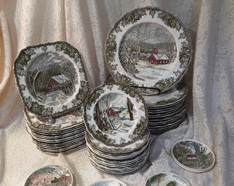 Friendly Village By Johnson Brothers Assorted Plates (The School House, The Covered Bridge, And Sugar Maples) *PRICE is PER ITEM*