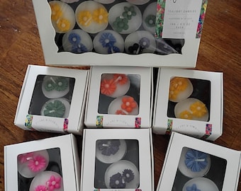 Multicolor Floral Tealights, unscented tealights