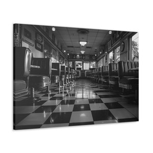 American Classic diner 1950 &quot;Canvas&quot; - FREE SHIPPING - diner decor - americana decor - 50s diner decor