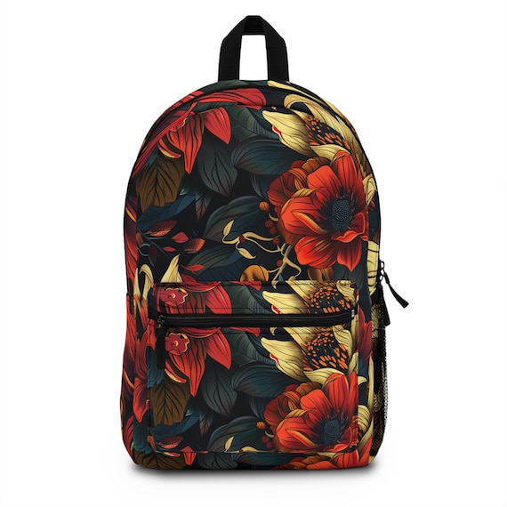 Bohemian Floral Backpack – Vibrant Botanical Print  display picture 2