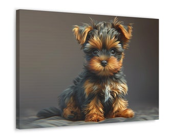 Arte canino de Yorkshire Terrier: Impresión fotográfica moderna en lienzo