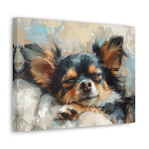 Sleeping Chihuahua Canvas Print, Dog Art, Home Decor