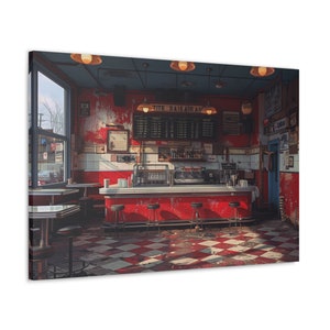 A Blast from the Past: Diner Nostalgia &quot;Canvas&quot; 50s diner decor, Pop culture art, American diner decor