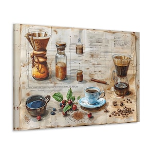Aromatic Cup of Coffee  &quot;Canvas Print&quot; diner decor - parisian decor - cafe wall art - french cafe print -  european art - cafe art