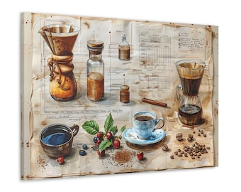 Impressão em tela de um café parisiense – Café aromático, arte europeia