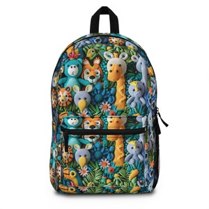 Animais exóticos de crochê (AOP) - Mochila para crianças, mochila para pré-escola, mochila Kiga, mochila para creche, mochila para berçário