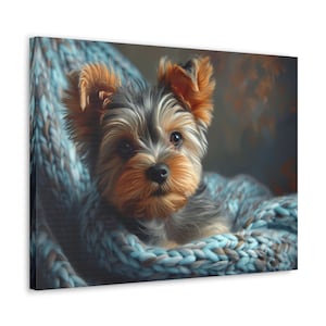Yorkshire Terrier, Yorkie All Snuggled Up Canvas, Regalos de raza de perro, Yorkies, Tendencias ahora mismo, obras de arte emocionales