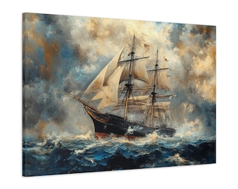 USS Constitution Canvas Print: Stary żaglowiec, pejzaż morski
