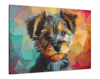 Retrato colorido de Yorkshire Terrier – Lienzo de arte moderno para perros