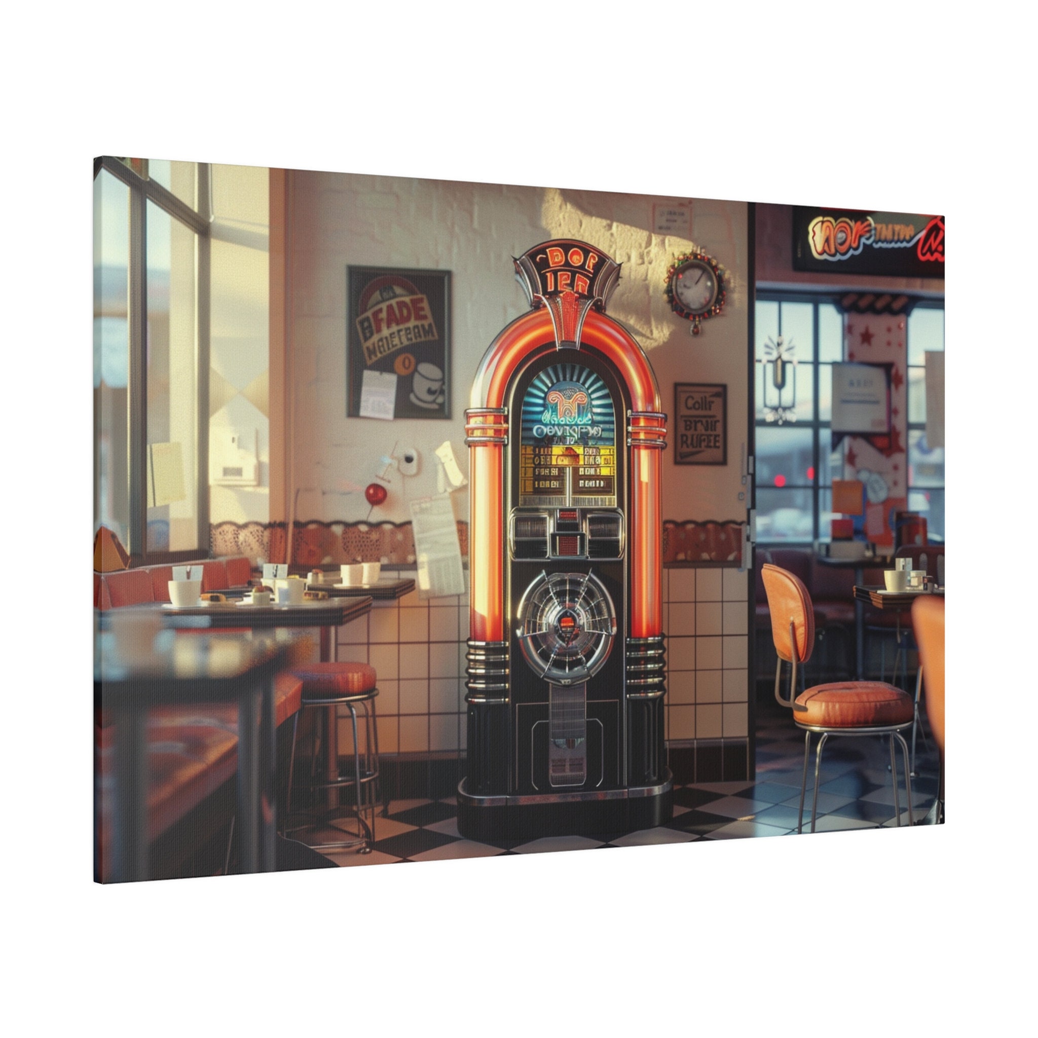 Retro Diner Jukebox Canvas Print: 50s Nostalgia Wall Art - Etsy