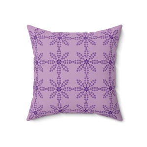 Purple Flower Pattern Polyester Square Cushion - 4 sizes