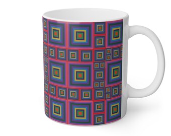 Squares Design Mug, 11oz