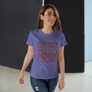 Purple Short Sleeve Tee with Square Design