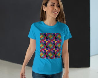 Blue Short Sleeve Tee with Triangle Design
