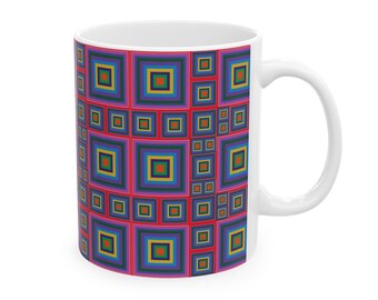 Patterned Squares Ceramic Mug 11oz
