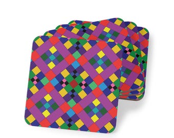 Sottobicchieri con motivo a diamante (set da 4)