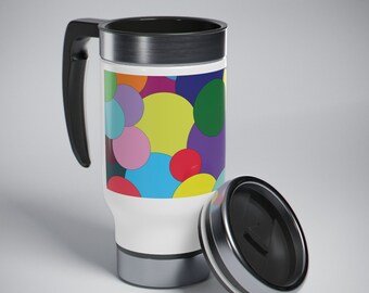 Colourful Stainless Steel Travel Mug with Handle, 14oz