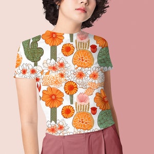 Happy Cactus Unisex Cut & Sew Tee, gift for her, gift for him, gift for them, botanical, Joshua Tree, Palm Springs, Desert Vibes, Cactus