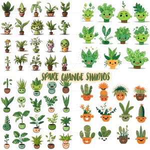 LINDO 198 imágenes prediseñadas de plantas animadas / paquete de pegatinas de estilo de dibujos animados / DIGITAL