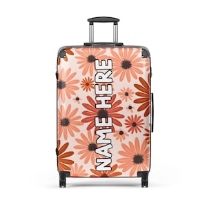 Custom Name Floral Hard Shell Suitcase, Personalized Flower Lover Suitcase, Customized Flower Enthusiast Luggage, Spring Travel Case, Bloom