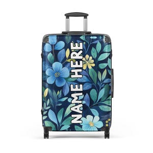 Custom Name Floral Hard Shell Suitcase, Personalized Flower Lover Suitcase, Customized Flower Enthusiast Luggage, Spring Travel Case, Bloom