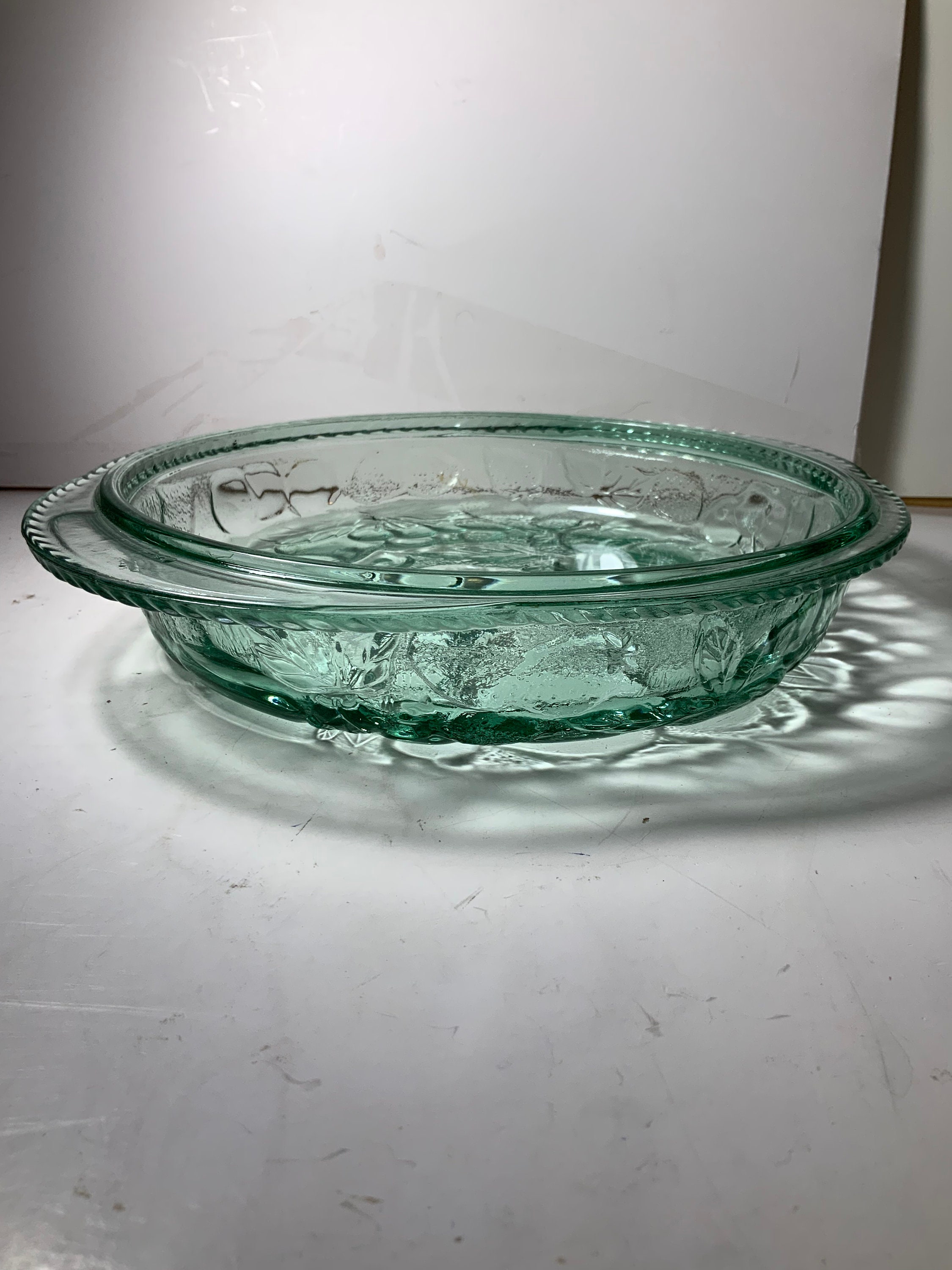 Vintage Libbey Orchard Fruit Green Glass Oven Proof Pie Dish Etsy