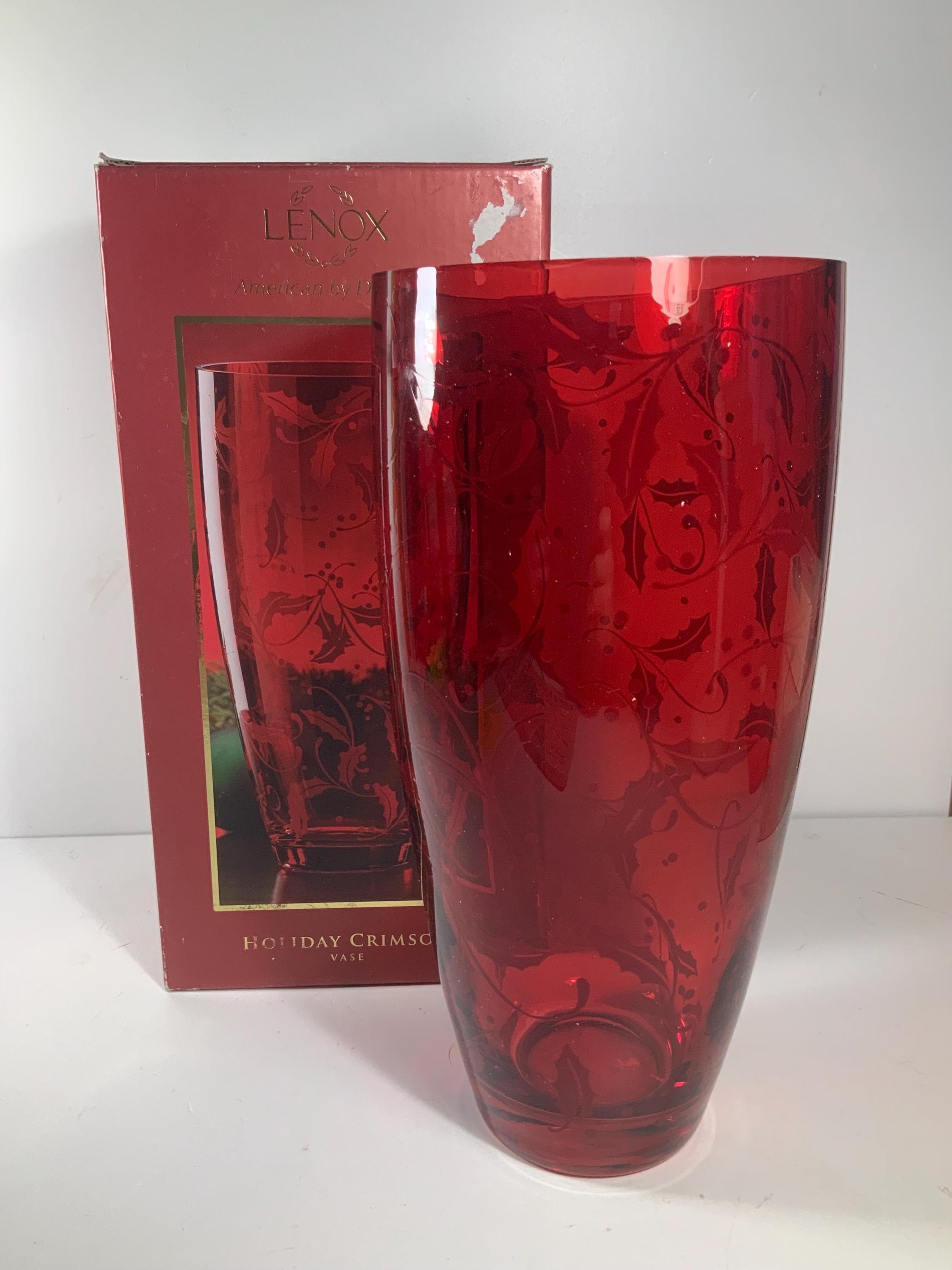 Lenox Holiday Crimson Glass Vase 11 In. - Etsy