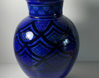 Vintage Berber Ethnic Moroccan Ceramic Terra Cotta Vase 8 in.