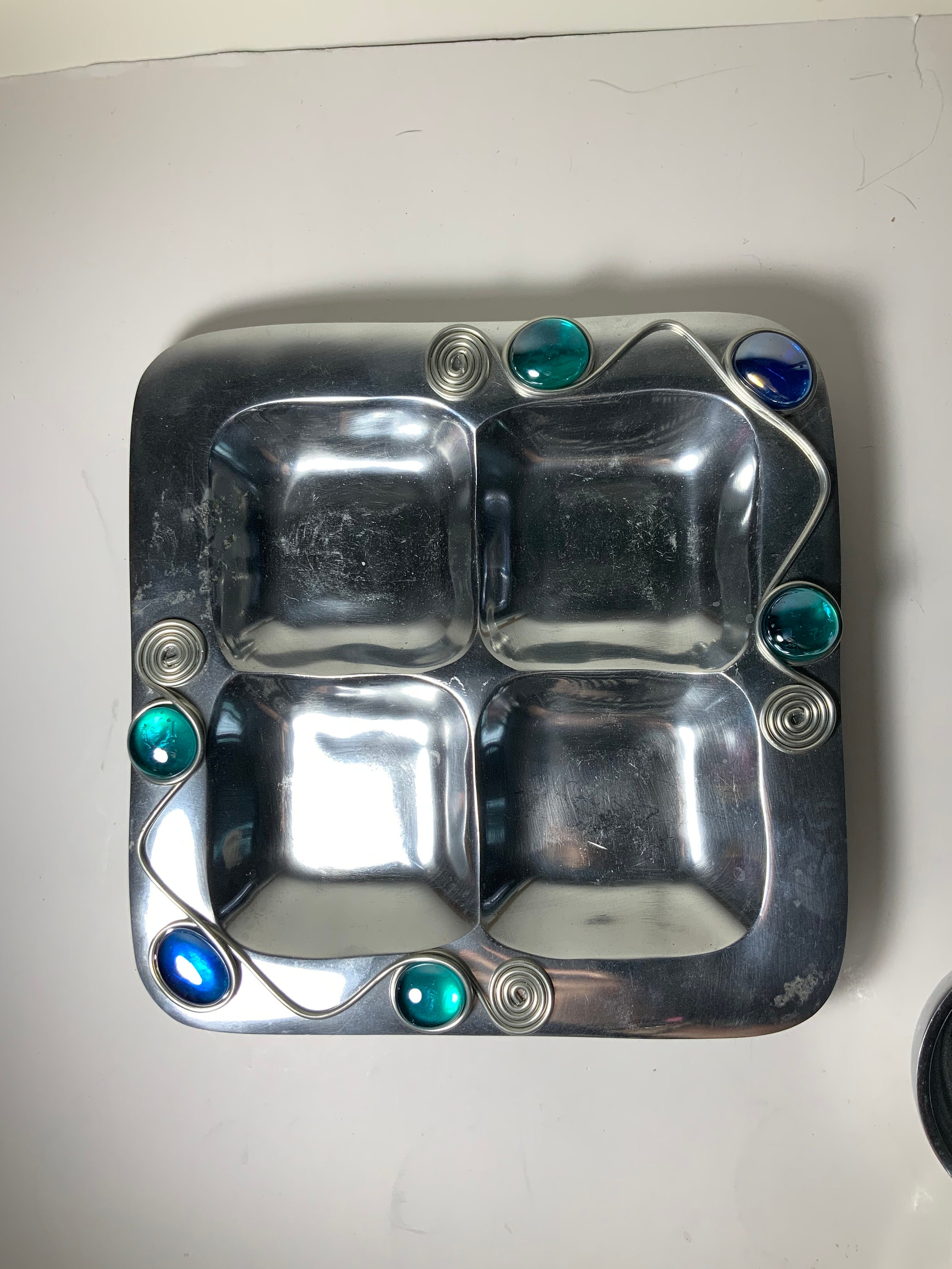 Dary Rees Original Aluminum Segmented Plate With 4 Matching Bowls and 3 ...