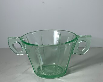 Vintage Uranium Green Glass Sugar Bowl 6 in.