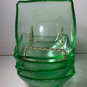 Ensemble de 4 bols à baies italiennes en verre vert fabriqués en Italie 4 po.